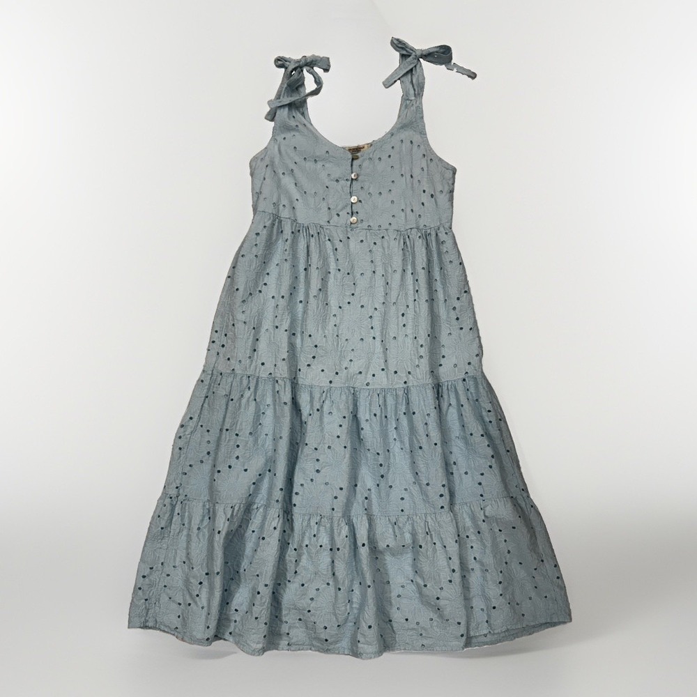 Valentina Naldi Eyelet Tiered Midi Dress Sz S Beach Made In Italy